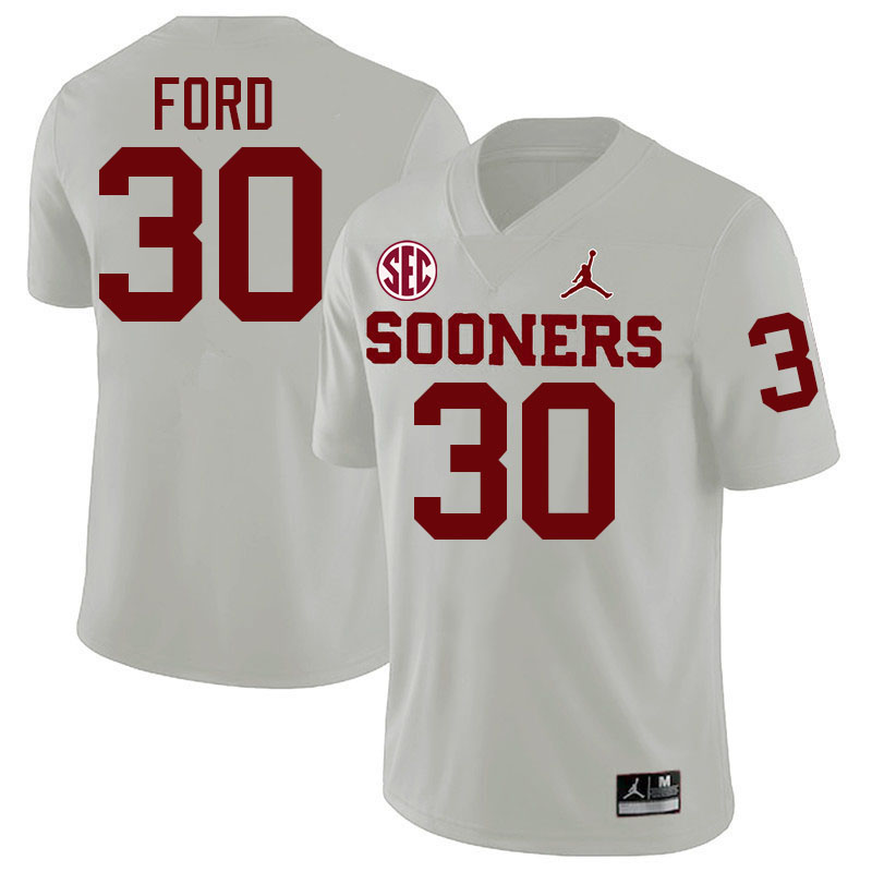Oklahoma Sooners #30 Trace Ford College Football Jerseys,Uniforms-White